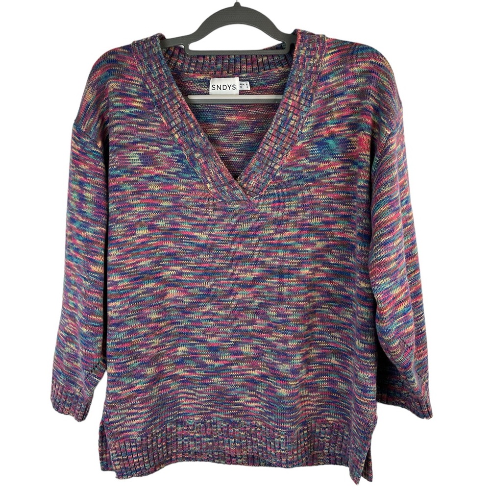 Sndys v-neck multicolored oversized sweater size 4‎